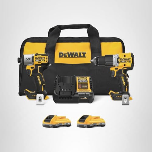 DEWALT 20V MAX XR combo kit, impact driver & hammer drill, 2x 4Ah batteries