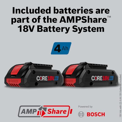 BOSCH 18V brushless drill/driver kit, 1/2", 2x 4Ah batteries