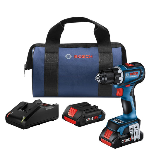 BOSCH 18V brushless drill/driver kit, 1/2", 2x 4Ah batteries