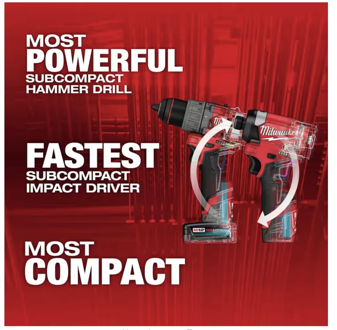 Milwaukee M12 FUEL combo kit, hammer drill & impact driver, with ratchet