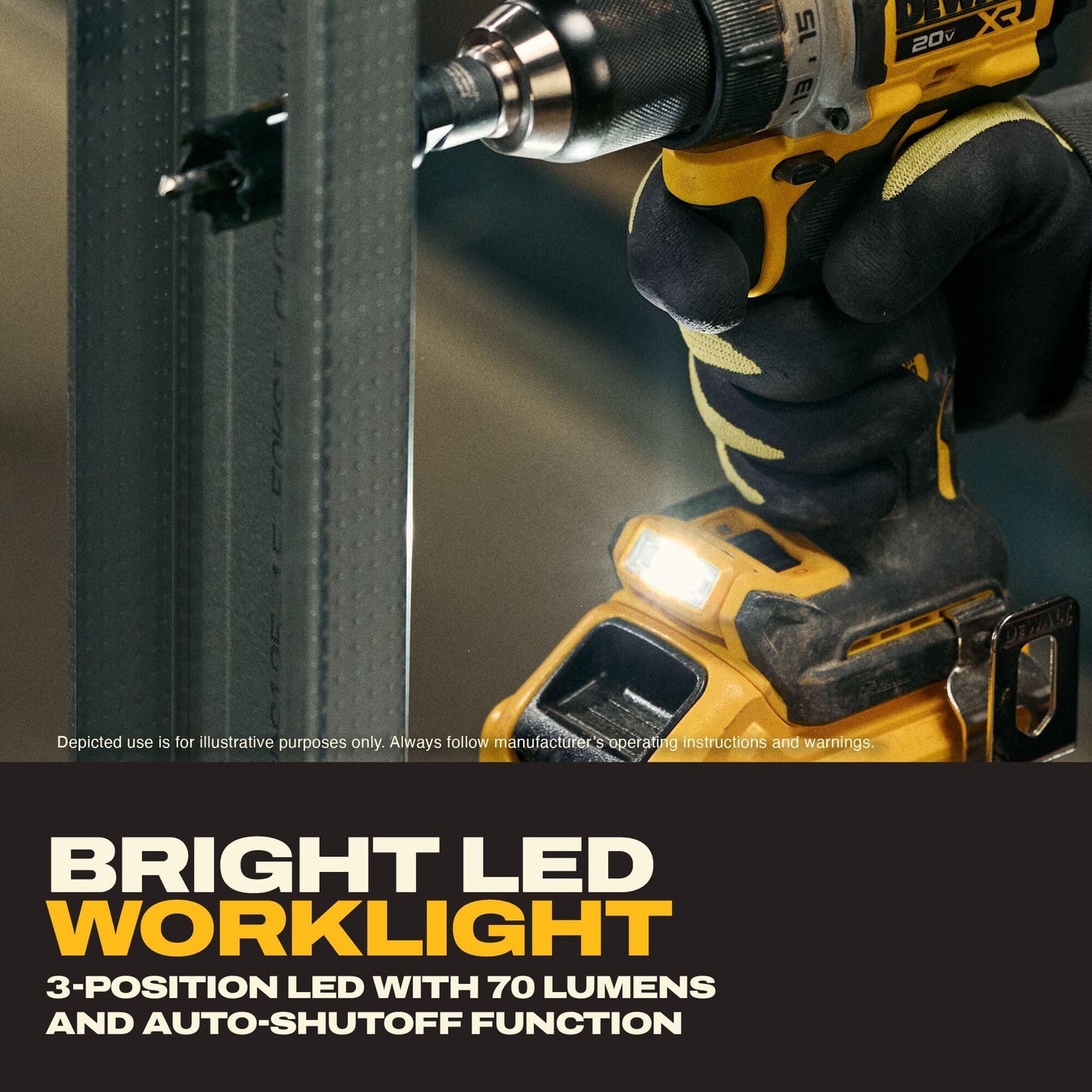 DEWALT 20V MAX XR brushless drill kit, 1/2", 5Ah battery, charger, LED light