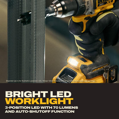 DEWALT 20V MAX XR brushless drill kit, 1/2", 5Ah battery, charger, LED light
