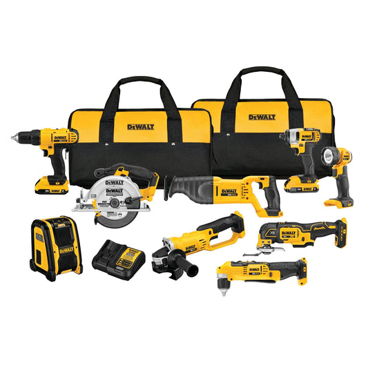 DEWALT 20V MAX 9-tool combo kit, drill, saws, grinder, speaker, 2 batteries