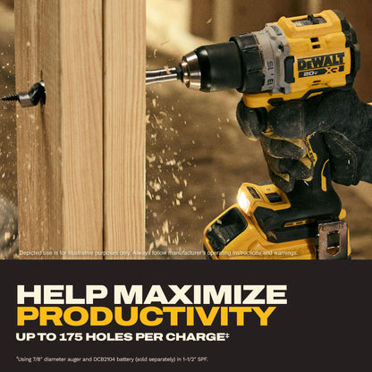 DEWALT 20V MAX XR brushless drill kit, 1/2", 5Ah battery, charger, LED light