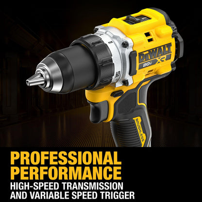 DEWALT 20V MAX XR brushless drill kit, 1/2", 5Ah battery, charger, LED light