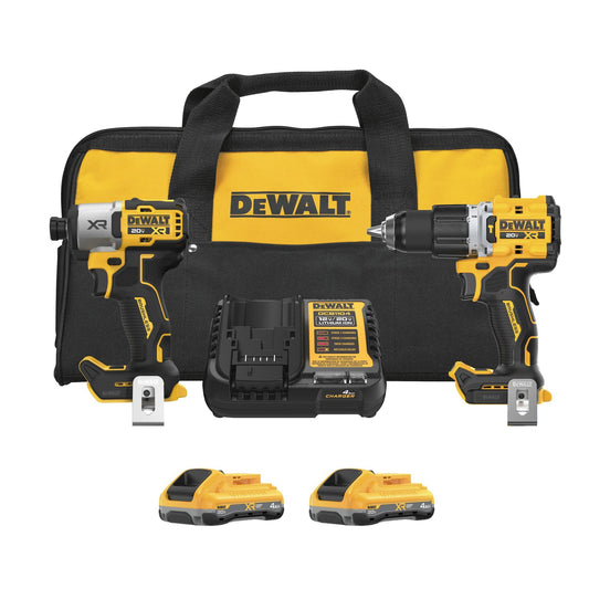 DEWALT 20V MAX XR combo kit, impact driver & hammer drill, 2x 4Ah batteries
