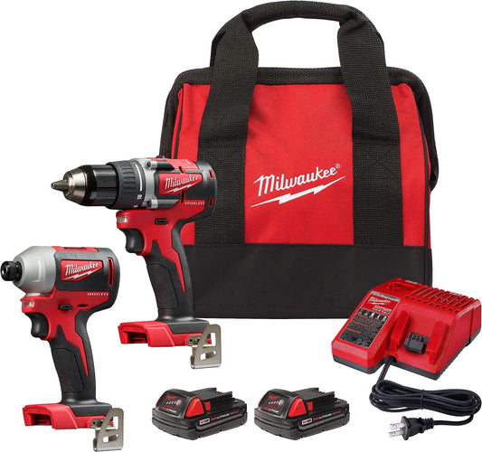 Milwaukee M18 combo kit, hammer drill & impact driver, 2-tool set